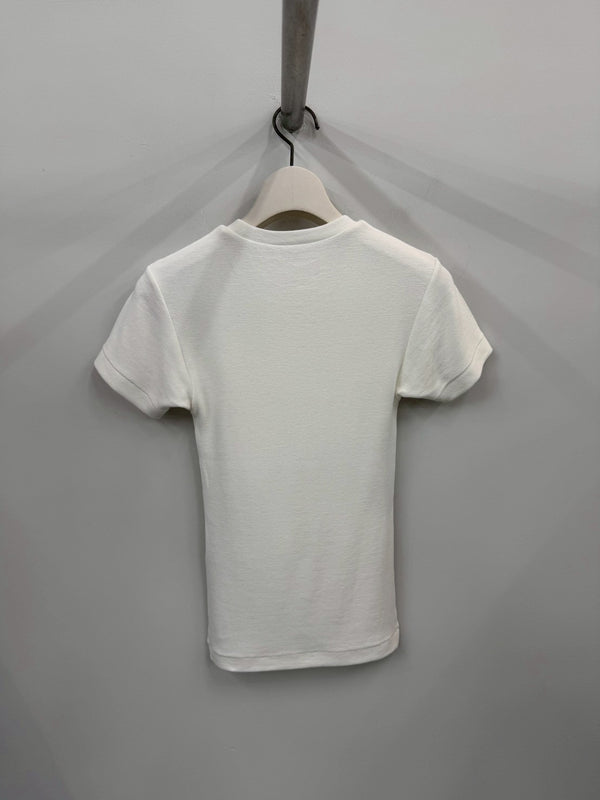 【034-026-CT015】RIB SHORT SLEEVE TS WHITE