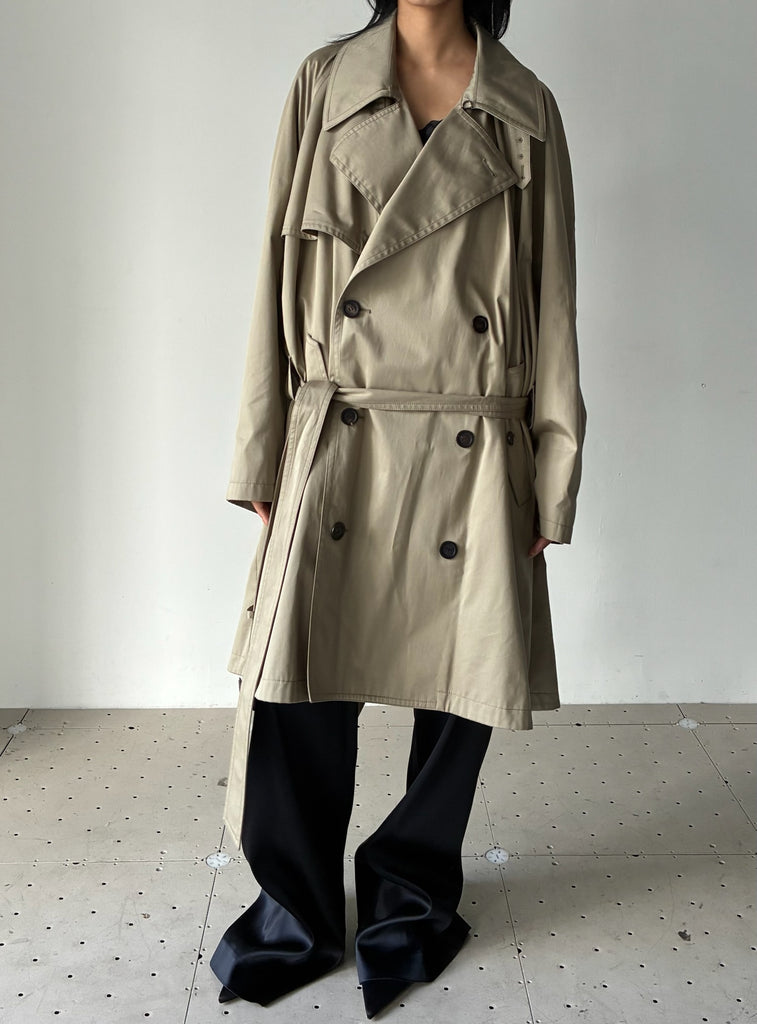 DRAPED NECK TRENCH BEIGE