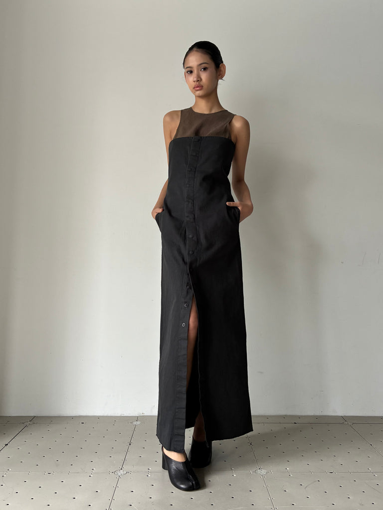 【S13-226 (S18)】NO.226 THIN CANVAS SNAP DRESS BLACK