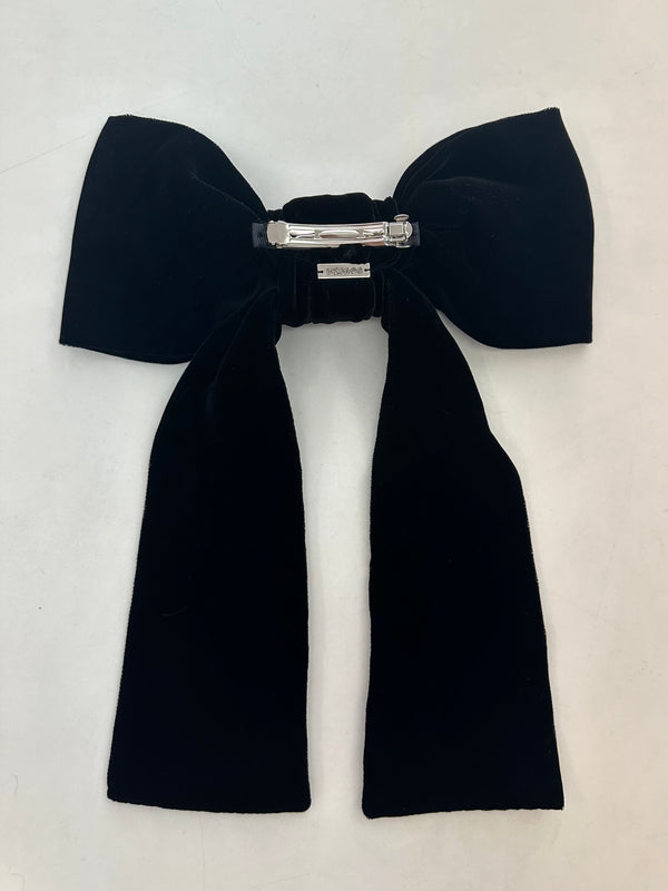 VELVET BOW HAIR CLIP BLACK