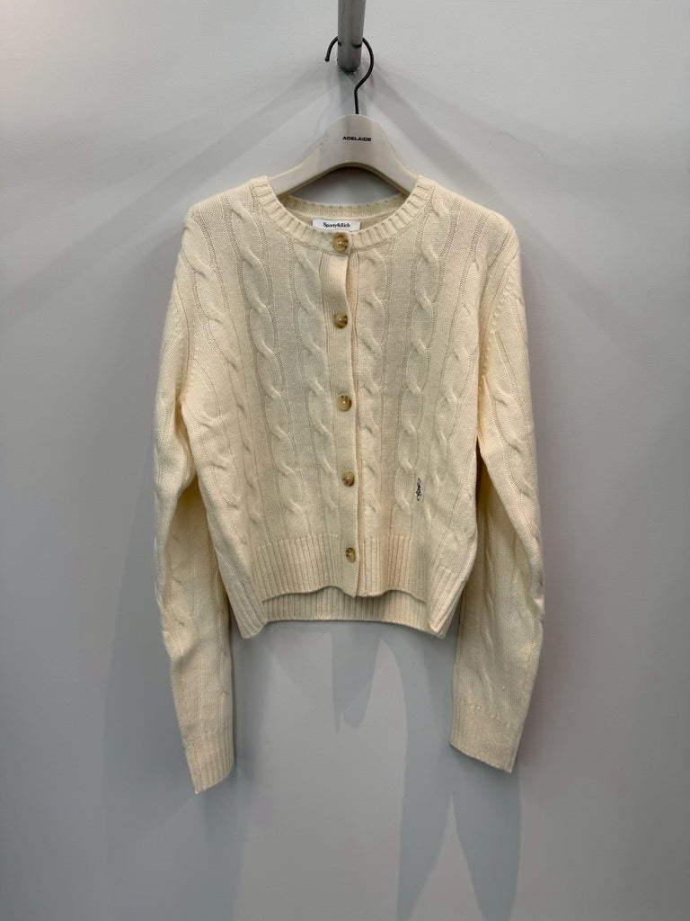 SRC CABLEKNIT CASHMERE CARDIGAN WHITE