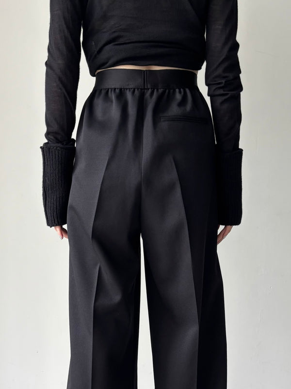 【34AP01APFLPA06114】ELASTICATED FLUID PANTS WOMEN BLACK