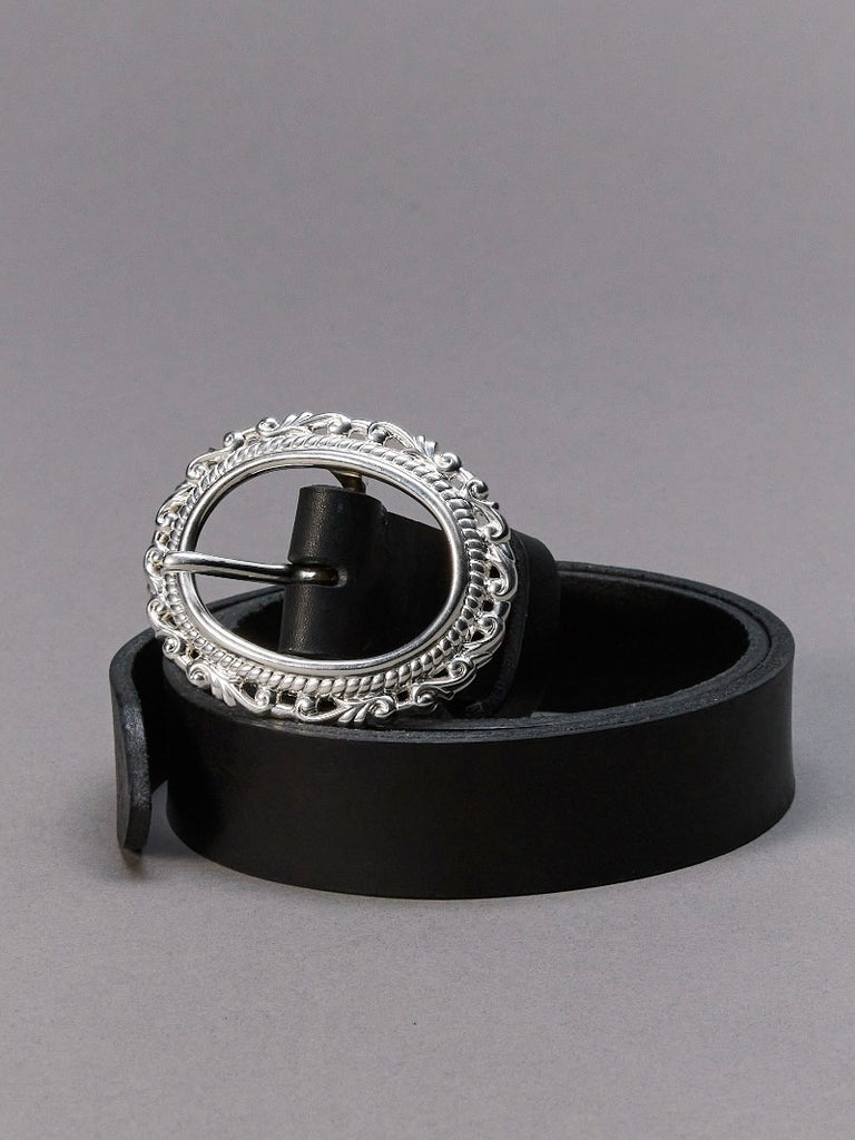 【M26H9OJ005】LOST CAMEO LEATHER BELT BLACK