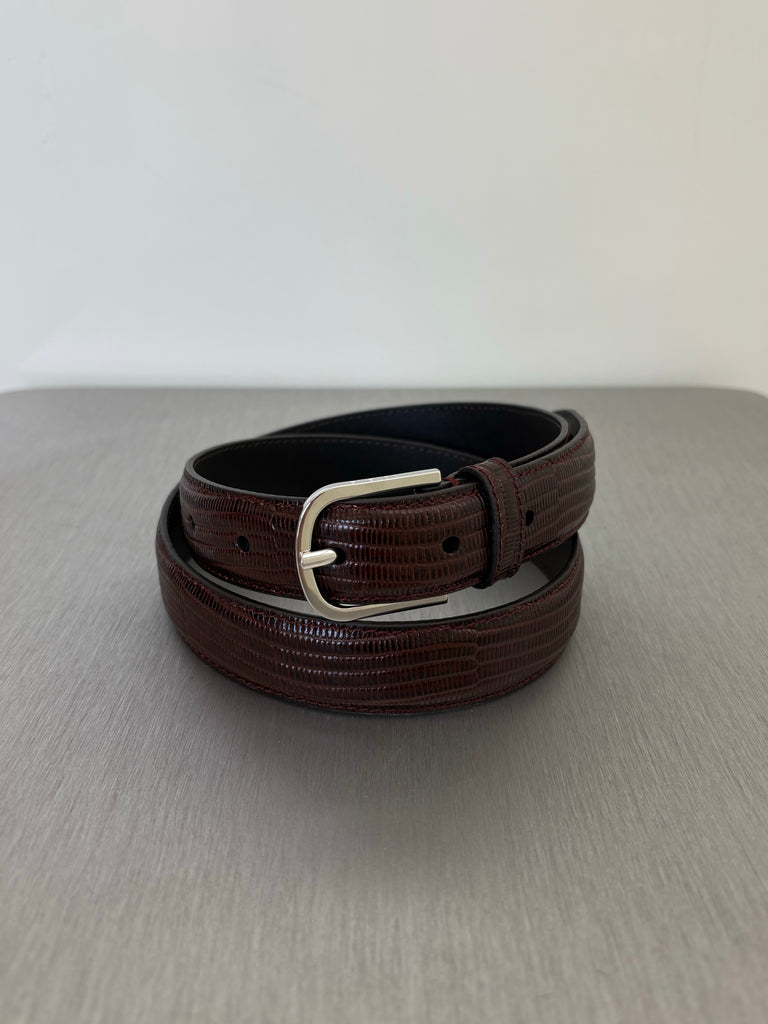【263-WAM1089-LE0228-102】Slim Lizard-embossed Belt BROWN