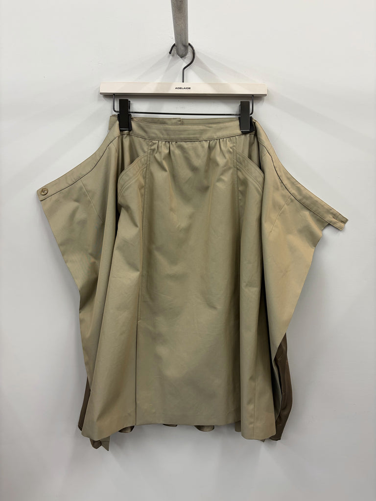 【WH27SK021C】 OPEN BACK TRENCH SKIRT WITH DETACHABLE UNDERSKIRT BEIGE