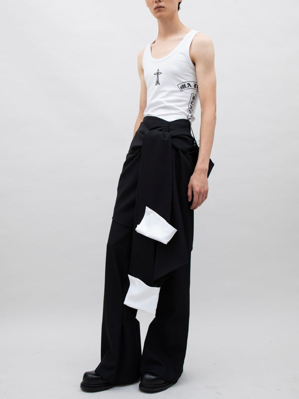 WOOL PANNELED SKIRT BLACK