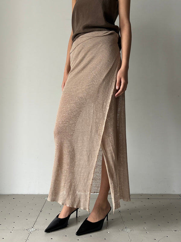 【S16-304(S18)】NO.304 LINEN JERSEY WRAP SKIRT BEIGE