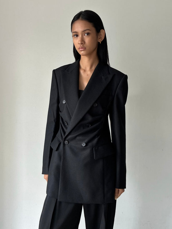 【FTC264-0209B】WOOL FLANNEL DOUBLE-BREASTED JACKET BLACK