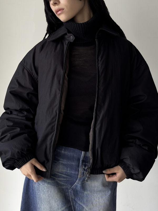 【W2261CB】CROPPED AVENUE PUFFA BLACK