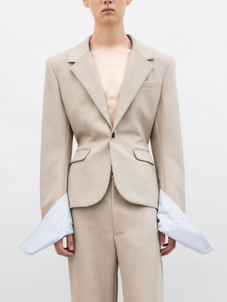 STRUCTURED OPEN CUFF JACKET BEIGE