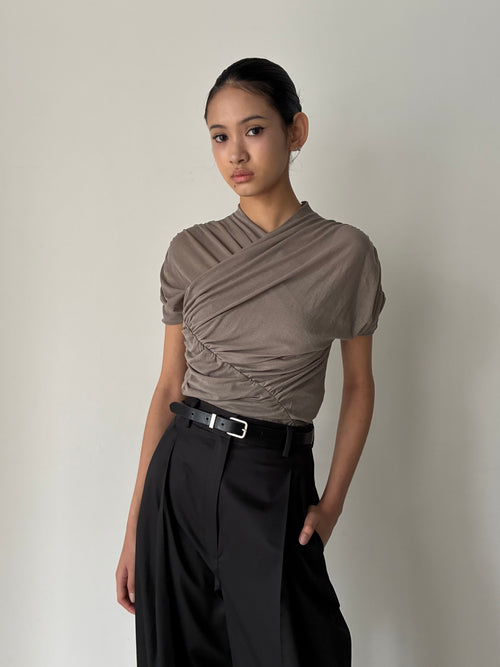 SKIN TOUCH SHIRRING TOPS GREY