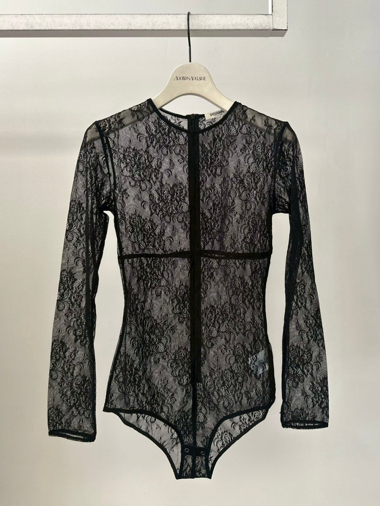 【FTC264-0413】STRETCH LACE BODYSUIT BLACK