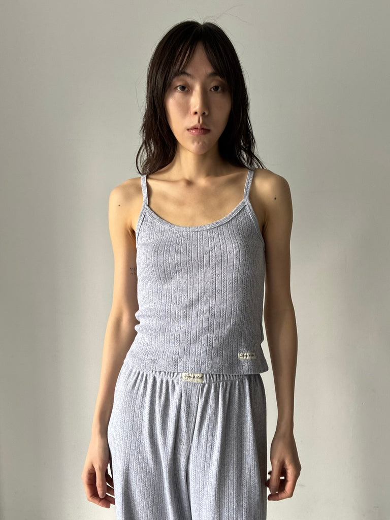 【33SR02TO11076326GY03】Signature Logo Pointelle Tank GREY