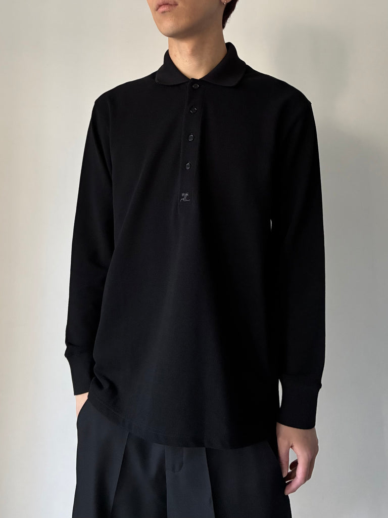 OVERSIZED LONG SLEEVES POLO BLACK