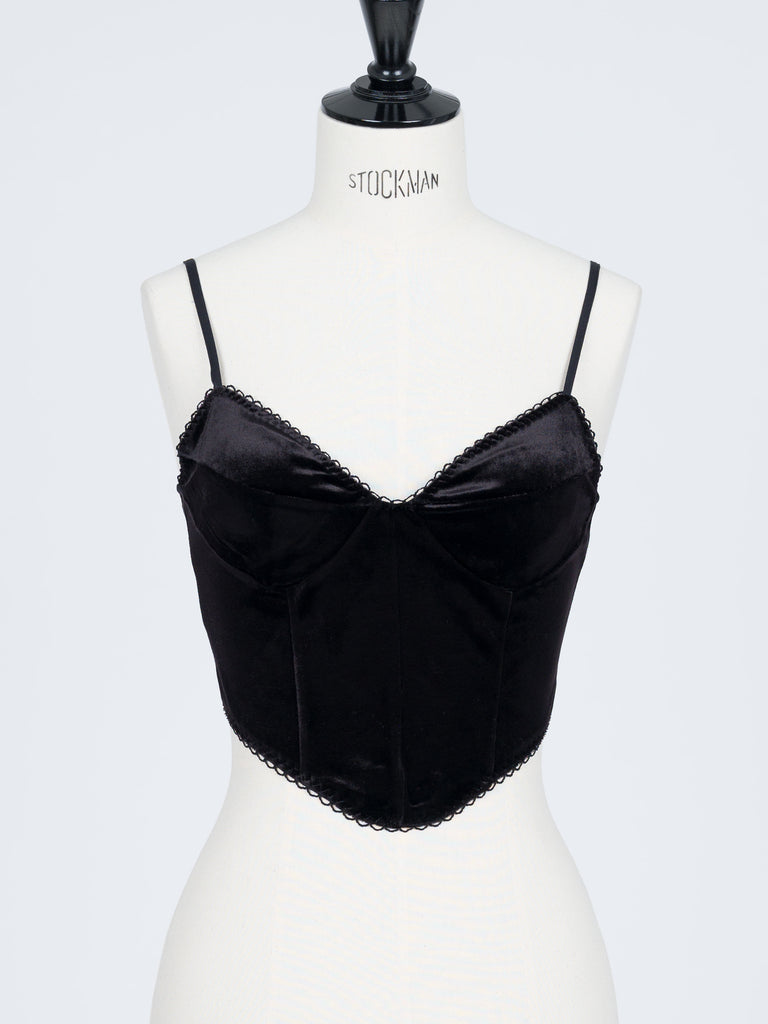 VELOUR CORSET CAMI BLACK