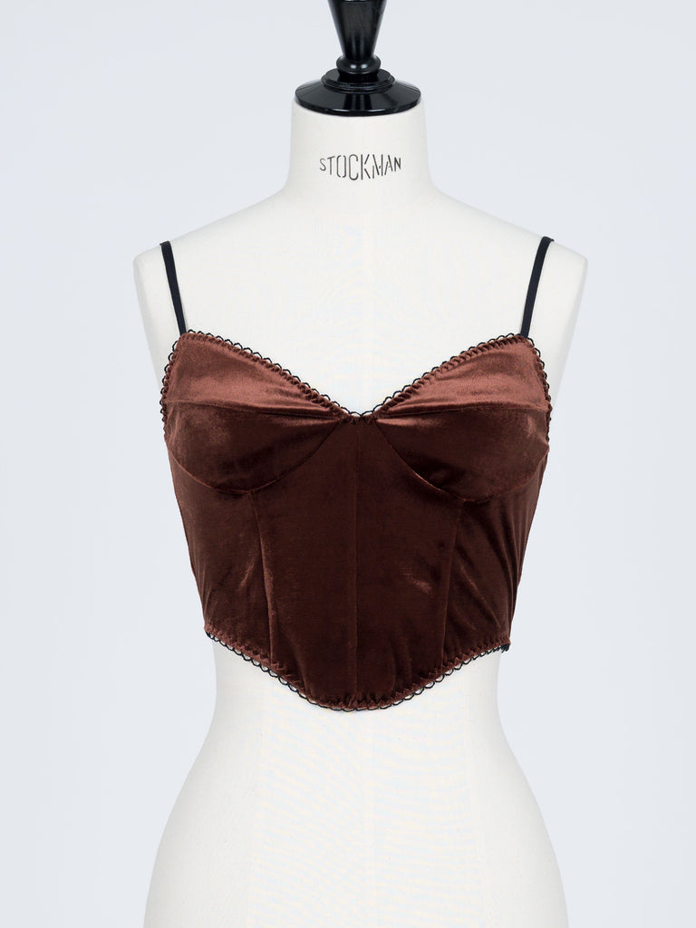 VELOUR CORSET CAMI BROWN