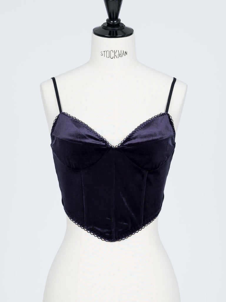 VELOUR CORSET CAMI NAVY