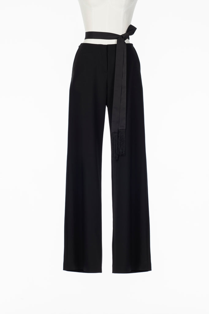 FRINGED BELT TROUSERS BLACK