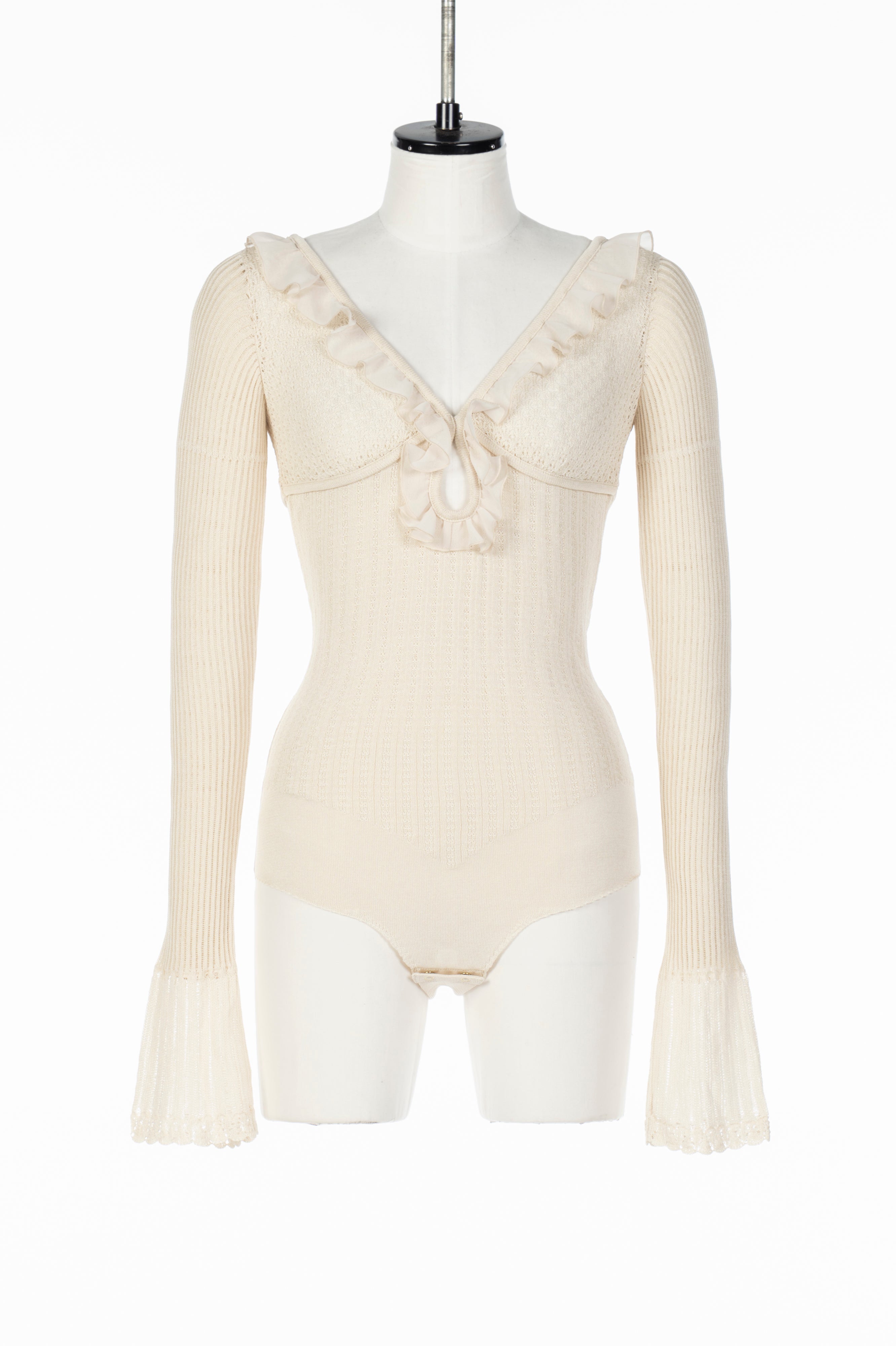 FETICO (フェティコ) | LACE KNIT CUT-OUT BODYSUIT IVORY – ADDITION