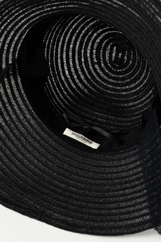 FETICO (フェティコ) | STRAW HAT WITH LACE RIBBON BLACK – ADDITION