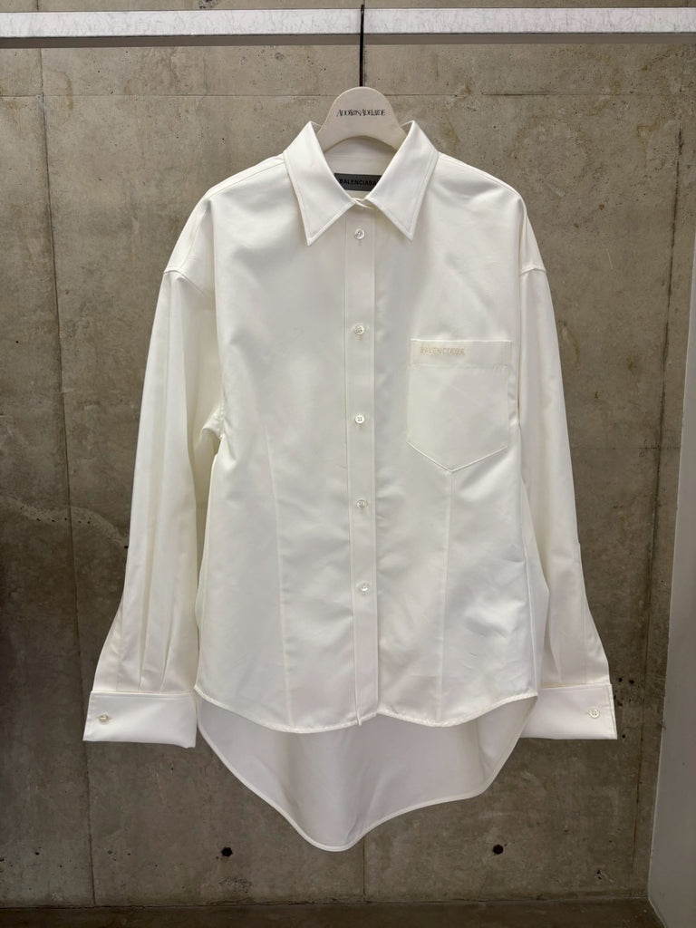 【美品】  BALENCIAGA / バレンシアガ | シルク ドット ボタンダウン オーバーサイズ シャツ | XS | ホワイト | レディース BALENCIAGA（バレンシアガ） 【美品】 | シルク ドット ボタンダウン