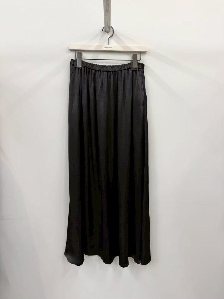 【33DT61SK03】Collagen Satin Gathered Skirt BLACK