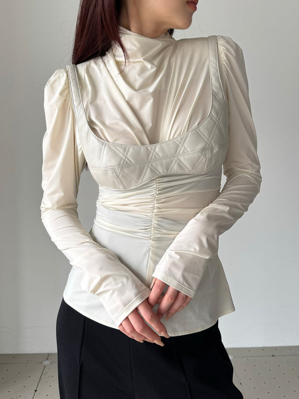 STRECH JERSEY DRAPED BLOUSE IVORY