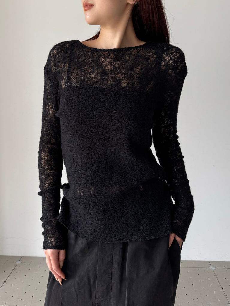 MERINO WOOL KNITTED TOP BLACK