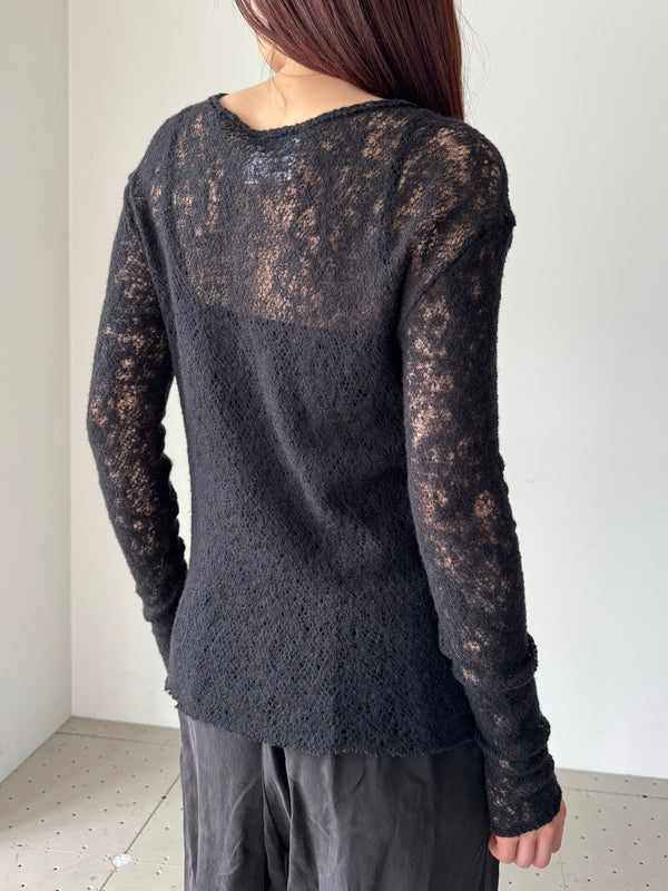 MERINO WOOL KNITTED TOP BLACK