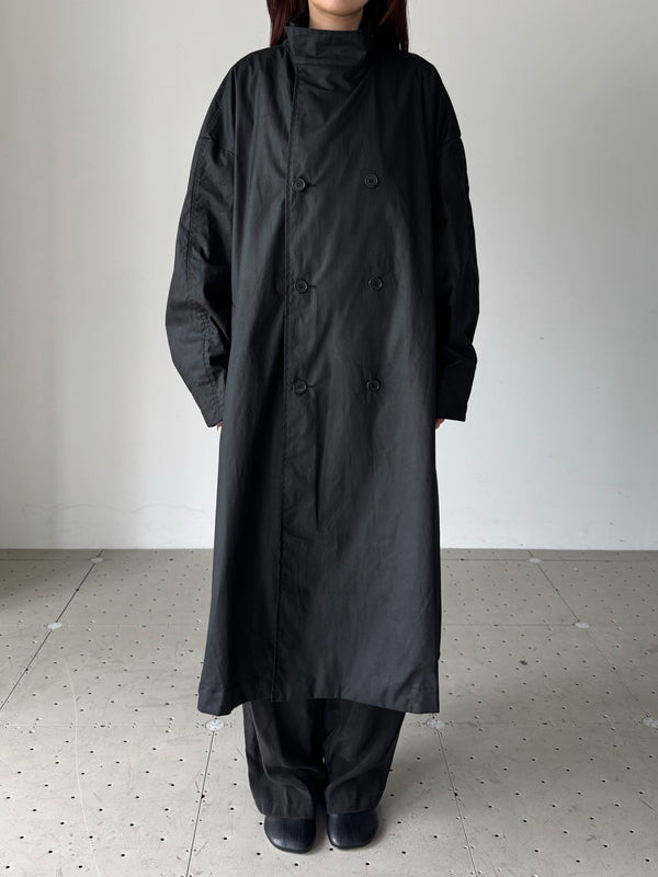 WAXED OVERSIZED COAT BLACK