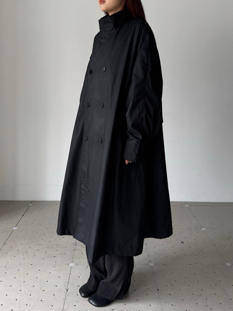 WAXED OVERSIZED COAT BLACK