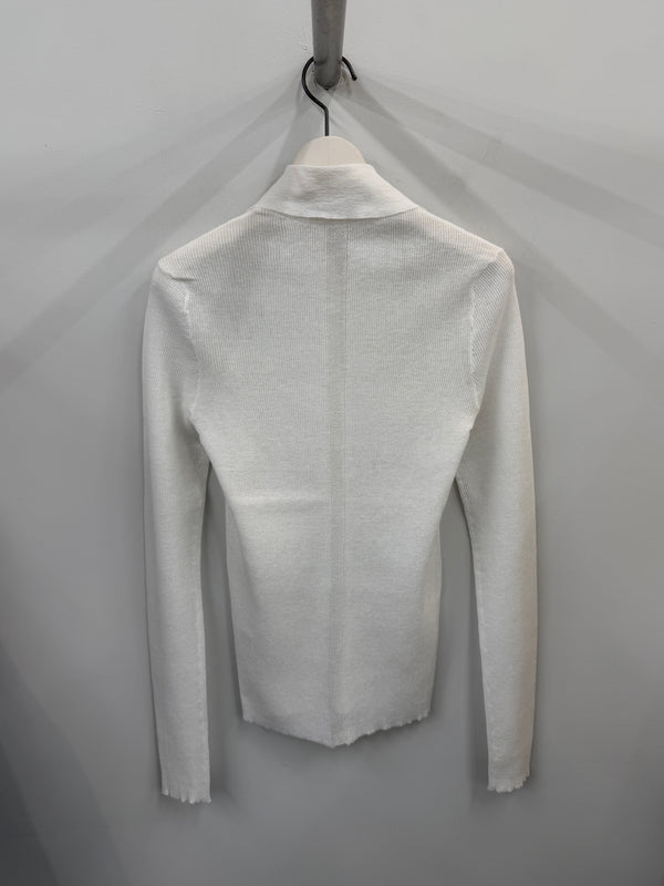 RIB KNIT CARDIGAN WHITE