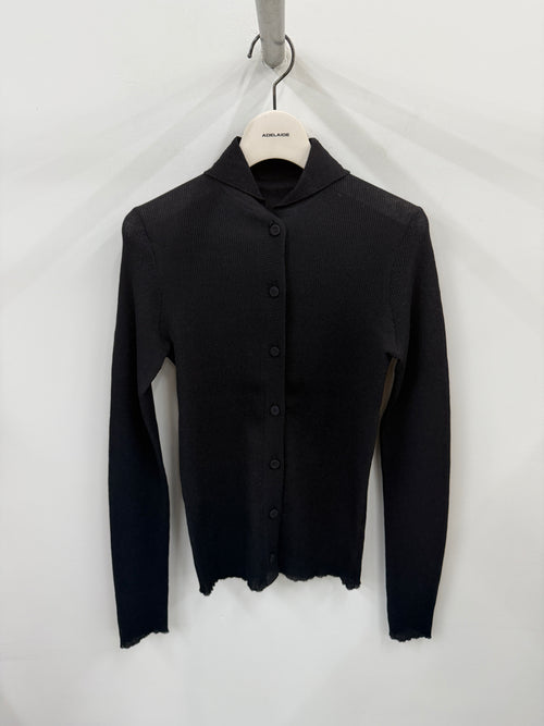 RIB KNIT CARDIGAN BLACK