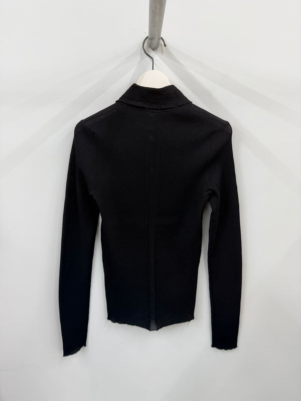 RIB KNIT CARDIGAN BLACK