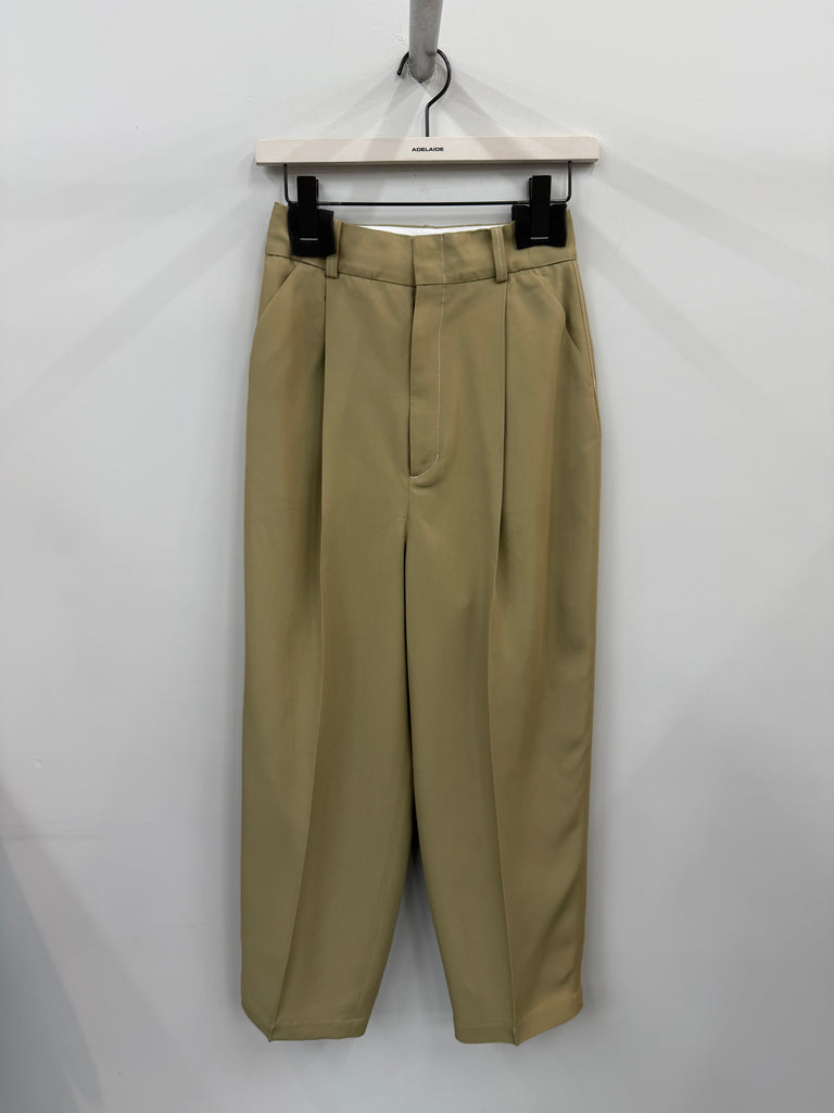 ACETATE POLYESTER TROUSERS BEIGE
