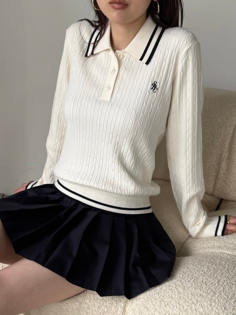 SRC CABLEKNIT POLO WHITE