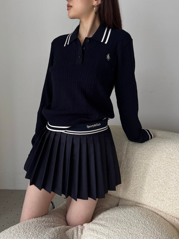 SRC CABLEKNIT POLO NAVY