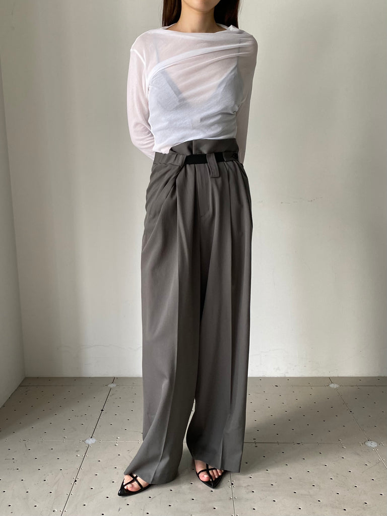 WOOL BAND PANTS GREY