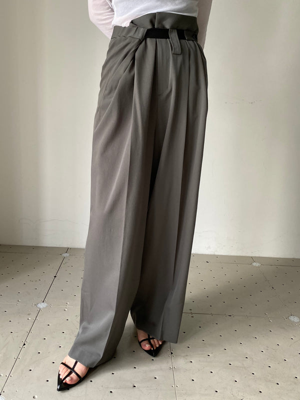 WOOL BAND PANTS GREY