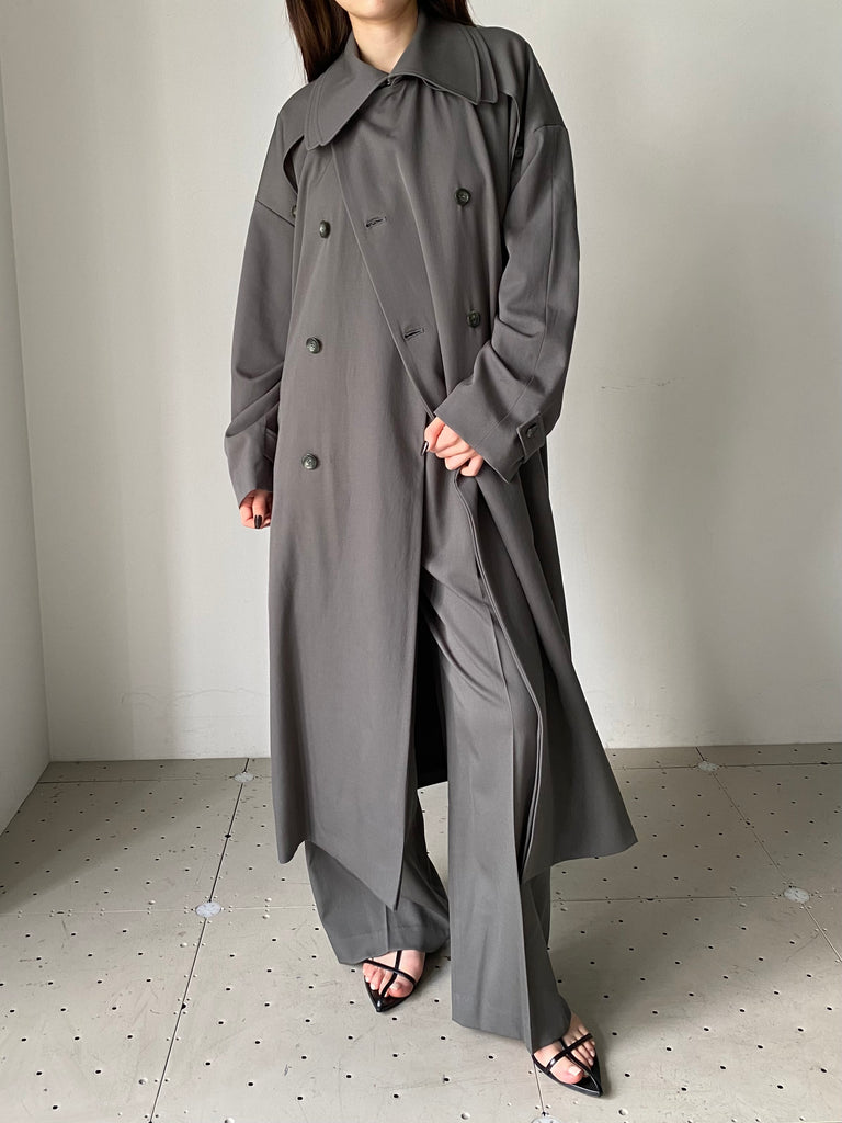 GABARDINE TRENCH COAT GREY