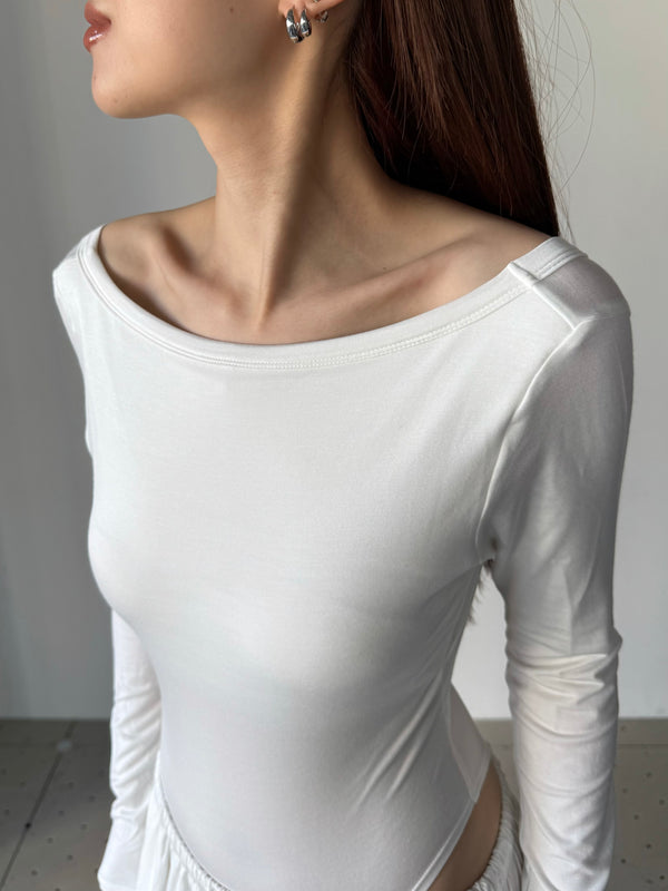 COLLAGEN TWISTED BACK BODYSUIT WHITE