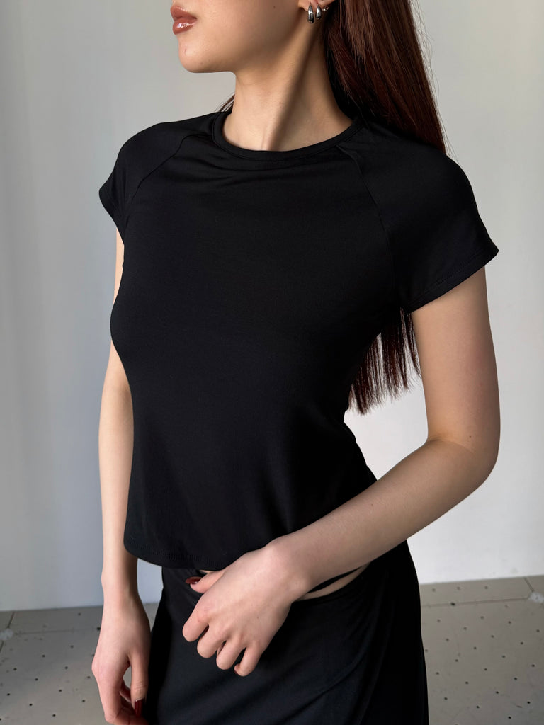 RAGLAN SLEEVE MINI TEE BLACK