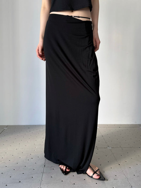 COLLAGEN STRAPPY MAXI SKIRT BLACK