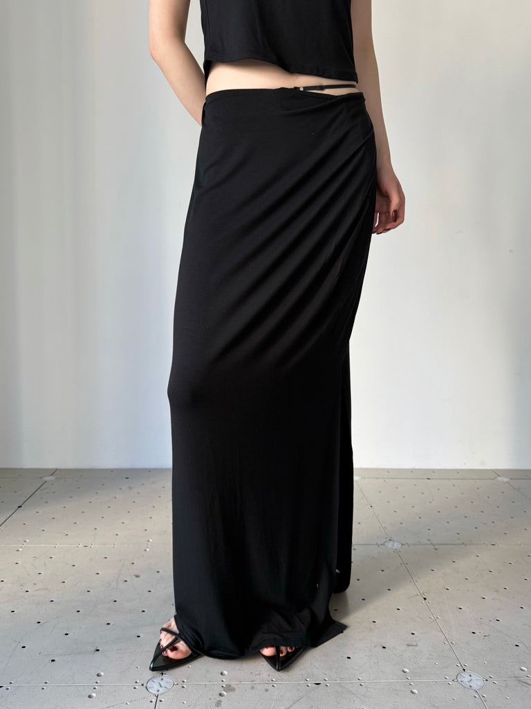 COLLAGEN STRAPPY MAXI SKIRT BLACK