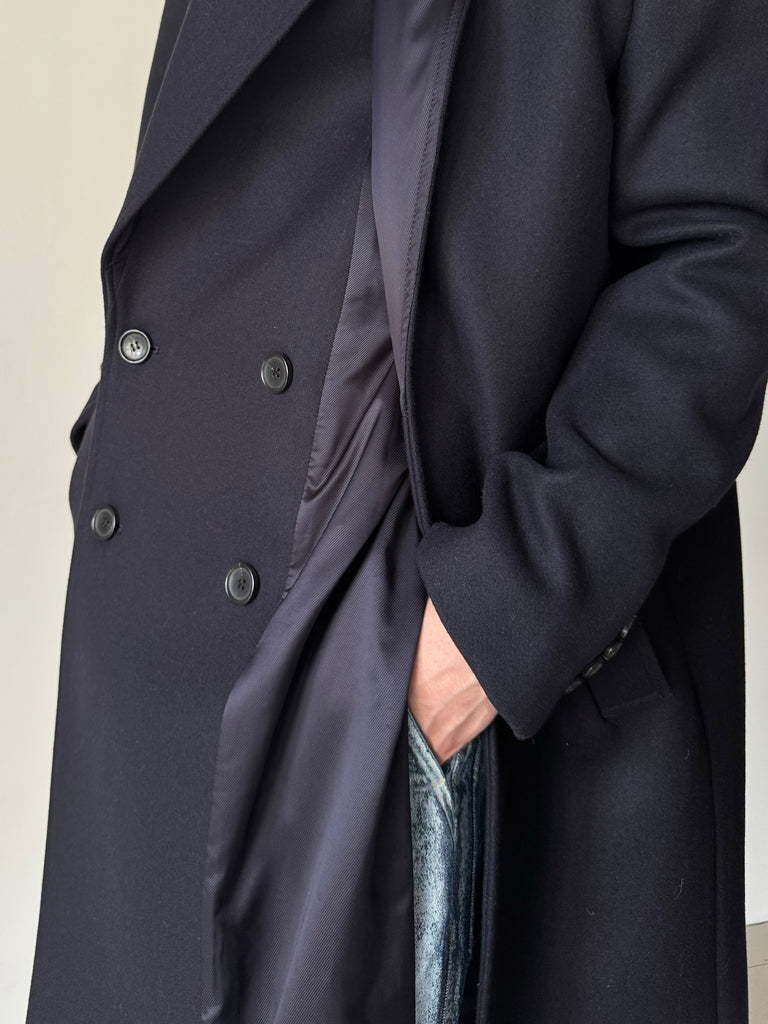 EVERGREEN DOUBLE FRONT COAT NAVY