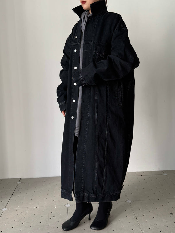 LONG DENIM COAT BLACK