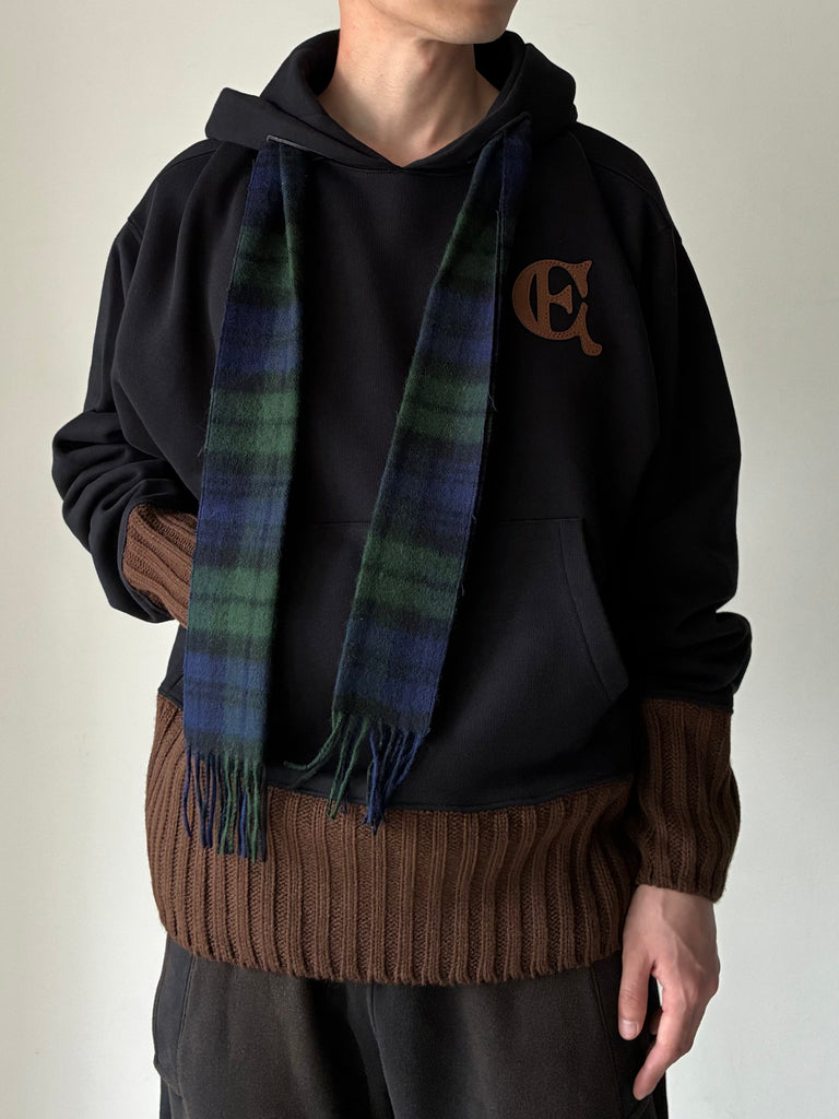 【AW26 HD 002 A】SCARF HOODIE BLACK