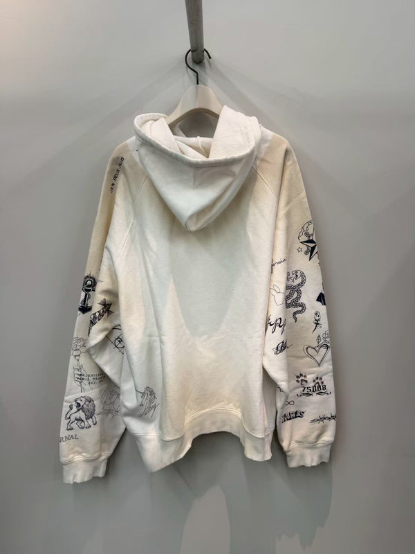 【A0016V-TUVT6-9000】Raglan Zip Up Hoodie WHITE