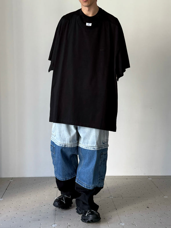 MERGED DOUBLE OVERSIZED T-SHIRT BLACK