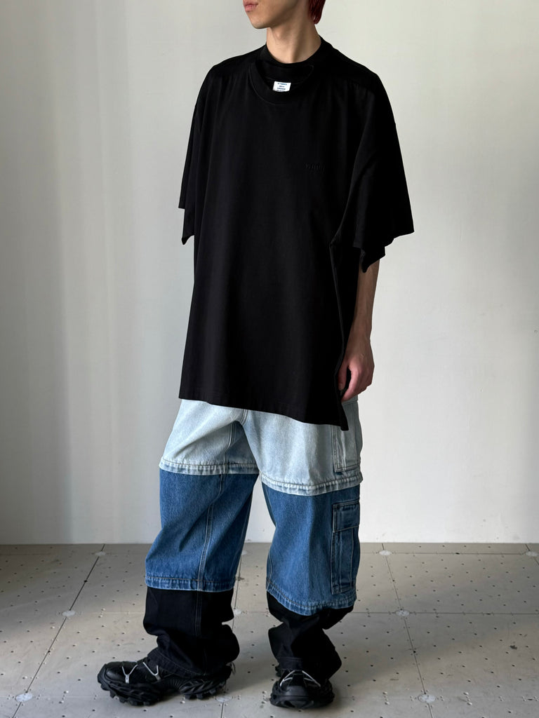 国内発送☆VETEMENTS☆MERGED DOUBLE OVERSIZED T-SHIRT VETEMENTS]MERGED DOUBLE OVERSIZED T-SHIRT/BLACK(UA66TR635